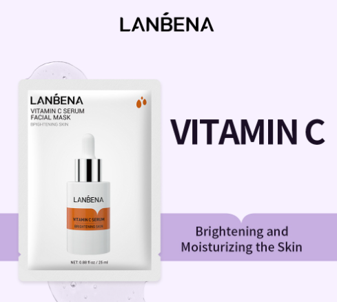 LANBENA Vitamin C Serum Facial Mask Fruit Extracts Whitening Anti Aging Repair Brighten Skin Care Mask Fresh Face Care