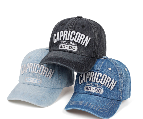 Fashion Washed Capricorn Embroidered Hat For Women Outdoor Denim Baseball Cap Men Golf Hats