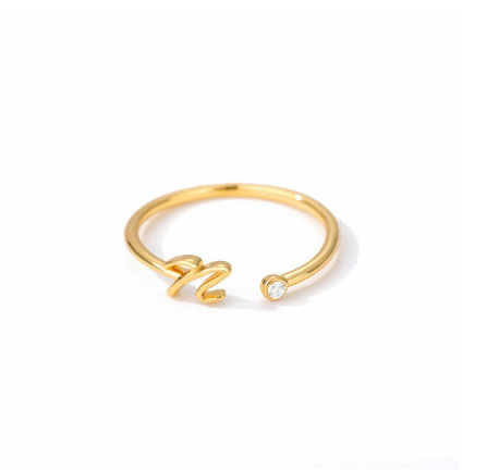 【Y&X】No fade 18K Gold 26 Initial Letters A G J Cubic Zircon Crystal Open Rings Finger Women Jewelry Gift N