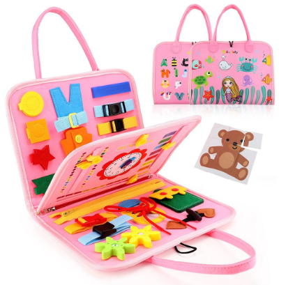 Kid Basic Life Skills Toys Montessori Busyboard Sensory Toys Toddlers Buckle Training Development Self-care Ability