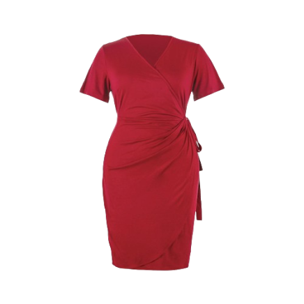 Lovito Women Plus Size Curve Elegant Plain Wrap Dress LNL37033 (Green/Burgundy/Black)