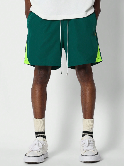 SUMWON Nylon Colour Blocked Short With Front Print