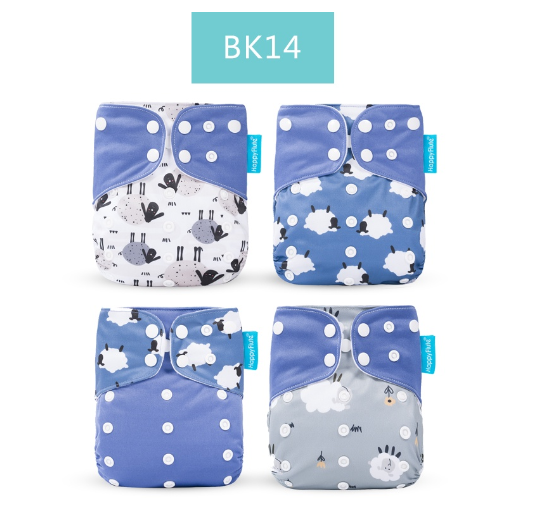 Happyflute 2023 Baby Reborn 4pcs set Washable Eco-friendly Baby Cloth Diaper Ecological Adjustable Nappy Reusable Diaper SET38