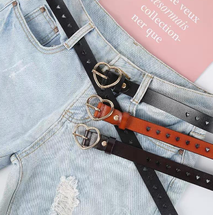 Fashion Korean Fashion Heart Women belts Leather Metal Buckle Waist belt