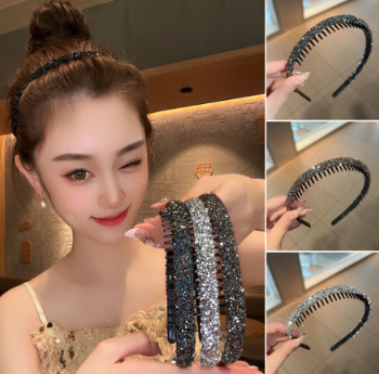 Korean Full Rhinestone Headband Toothed Anti Slip Crystal Hair Band Woman Wash Face Hair Accessories