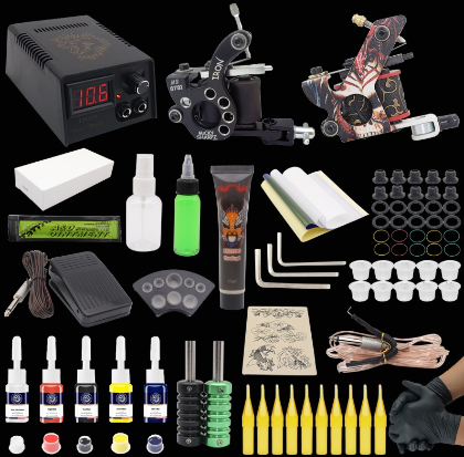 Longtian Professional Tattoo Kit Complete Double Tattoo Machine Tattoo Set Tattoo Supplies for Tattoo Beginner