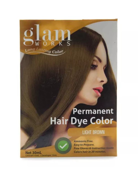 Glamworks Permanent Hair Dye Color Light Brown 30ML