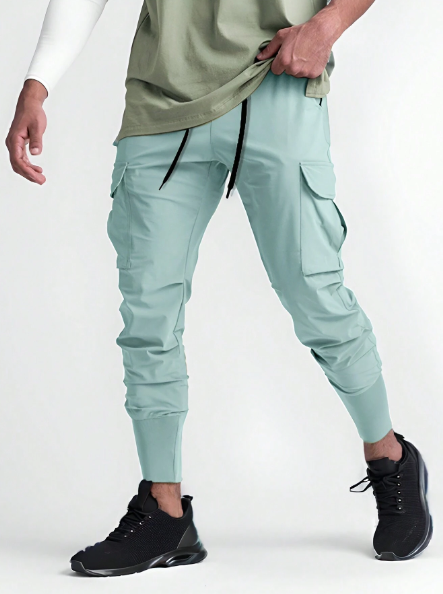 Manfinity Homme Men'S Plus Size Cargo Pants With Zipper Decorated & Elastic Cuff