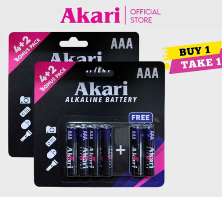 Akari Alkaline Battery, AAA LR03, 1.5V - 4+2 in a pack - Buy 1, Take 1