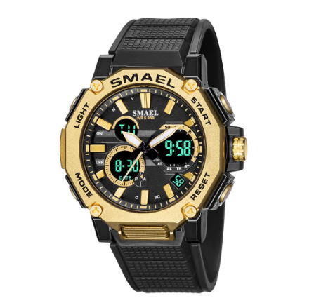 Smael 8047 Sports Quartz Watch Male Clock 50M Waterproof Stopwatch LED Backlight Multifunction Chronograph M2