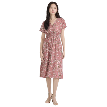 Lovito Women Boho Floral Pleated Flowers Dress L77ED329
