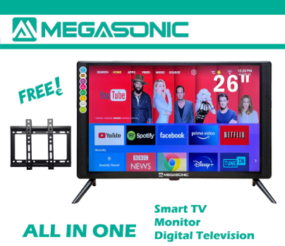 MEGASONIC M97-28D 26 inch Screen SMART TV AND DIGITAL TV ALL IN ONE With Wall Bracket