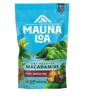 Mauna Loa Kiawe Smoked BBQ Dry Roasted Macadamias 226g