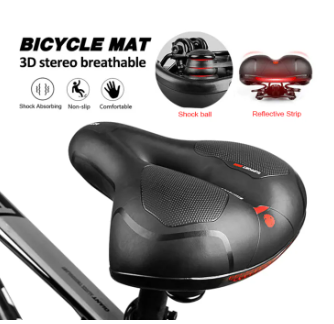 Bicycle Seat MTB Saddles Comfortable Wide Soft With Shock-absorbing Ball Water Proof With Reflective Stripes