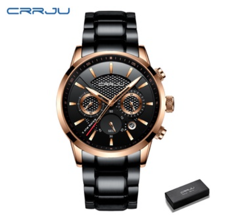 CRRJU Men's Watch Original Brand Multifunction Dial Business Luxury Analog Quartz Stainless Steel Waterproof 2212 M2