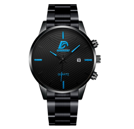 Full Steel Men's Quartz Business Waterproof Watch Men Relo Watch STEEL BLACK BLUE