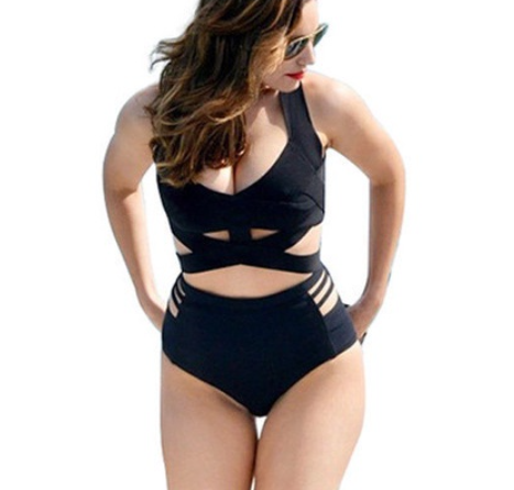 Europe  American Plus Size Swimsuit Bikini Fat Woman Swimsuit High Waist Swimsuit
