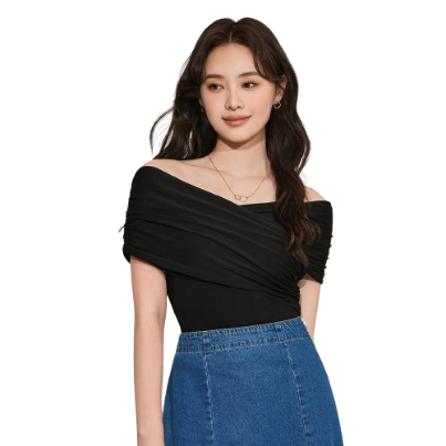 Lovito Plain Crossover Women T-Shirts L45AD003