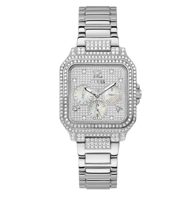 Guess Dress Silver Stainless Steel Analog Quartz Watch For Women GW0472L1