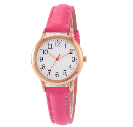 TPW Japanese Quartz Movement Watch Easy to Read Arabic Numerals Watches PU Leather Strap 31mm Dial Wrist Watch RED