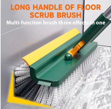 4in1 Rotating Floor Scrub Brush with Squeegee Long Handle Floor Brush for Cleaning Wall Tile Windows