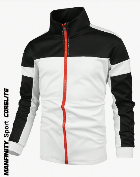 Manfinity Sport Corelite Men's Zipper Front Color Block Sport Jacket Workout Tops