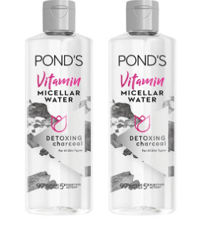 Pond's Vitamin Micellar Water Detoxing Charcoal for a Clean Glow 400ml (Bundle of 2)