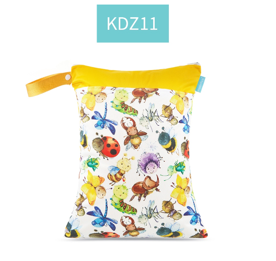 Happyflute 1PC Reusable Waterproof Fashion Prints Wet And Dry Diaper Bag Double Pocket Cloth Handle Wetbags DB13