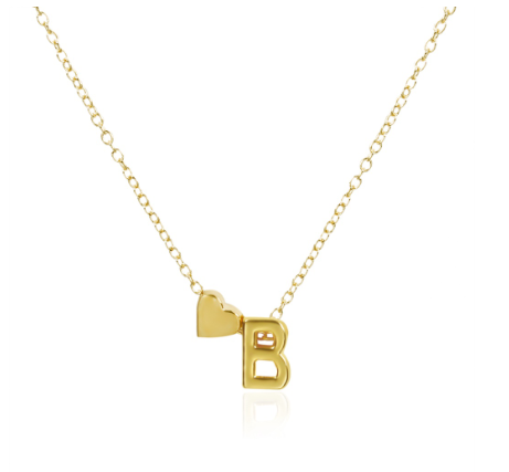 Necklace 26 Letter Pendant Necklace Women Peach Heart Shaped Clavicle Chain Necklace Accessories B