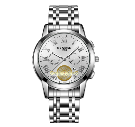 Synoke business quartz watch fashion minimalist design men's watch SILVER WHITE