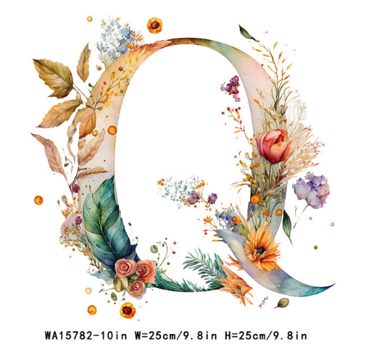 A-Z Letter Visual Design Iron On Transfer For Clothing Dtf Transfers Ready To Press Q