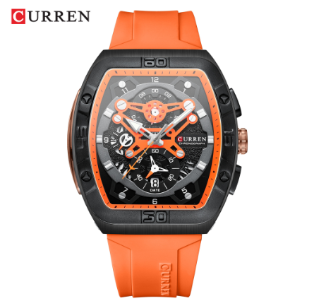 CURREN Original Men's Watches Top Brand Chronograph Luminous Pointer Dial Silicone Strap Fashion Casual Business Sports Quartz Watch