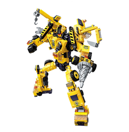 479pcs/set 6 In 1 Diy Construction Vehicle Robot Building Blocks Kids Educational Toys