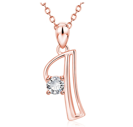 26 Letter Rose Gold Necklace Pendant Classic Fashion Men's and Women's Letter Diamond Necklace Jewelry Wholesale I