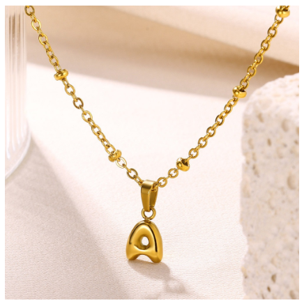 Letter Necklace for Women, 18K Gold Plated Balloon Initial Necklaces Personalized Gold A-Z Alphabet Pendant Cute Name Choker Necklace A