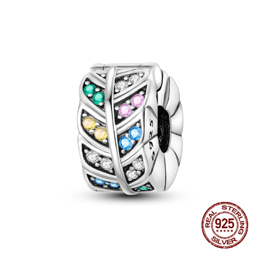 Fit Original Pandora Bracelet Beads Pendant 925 Sterling Silver Love Positioning Buckle Series Colorful Women Jewelry DIY Gift S015