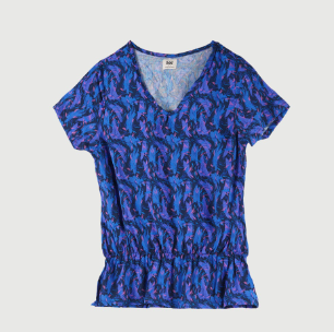 Stylistic Mr. Lee Ladies Basic Woven Round Neck shirt for Women Trendy Boxy Fit 108298-U Blue