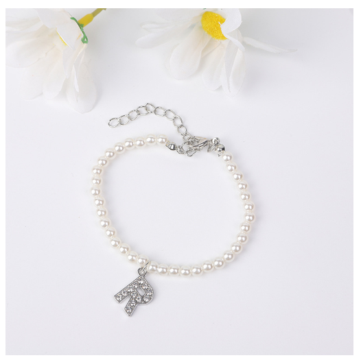 26 Letters Alphabet Initials Pearl Beaded Bracelet Bangle Women Jewelry Gift New