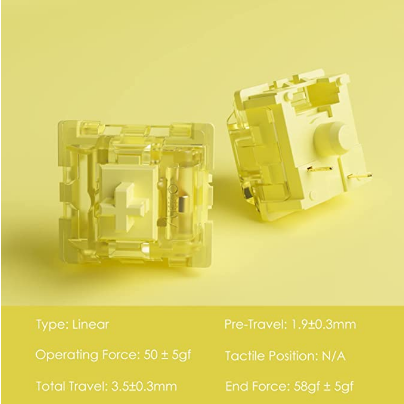 Akko V3 Cream Yellow Switch 3 Pin 50gf Linear Switch Compatible with MX Mechanical Keyboard (45 pcs)