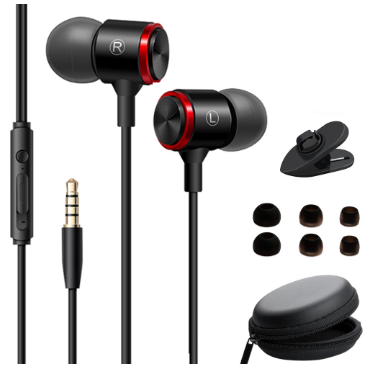 SPRISE Extra Bass Stereo Metal Earphones With Earphone Case Noise Cancelling Wired Headset Universal 3.5mm