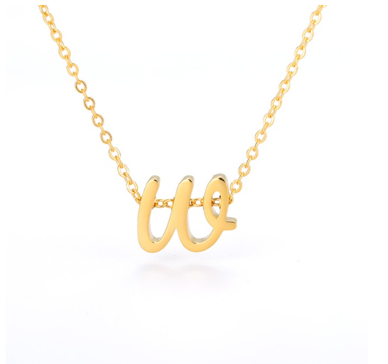 Maxzone Tiny Initial Letter Necklaces For Women Stainless Steel Old English Letter Vintage Necklace Boho Birthday Gothic Jewelry Gift W