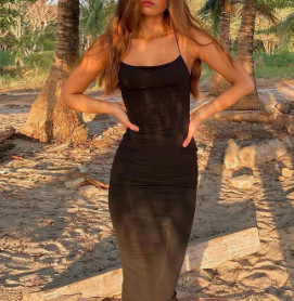 Summer Beach Style Halter Backless Slim Elegant Long Dress