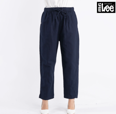 Stylistic Mr. Lee Ladies Basic Non-Denim Drawstring Trouser Pants for Women Trendy 138910-U Navy