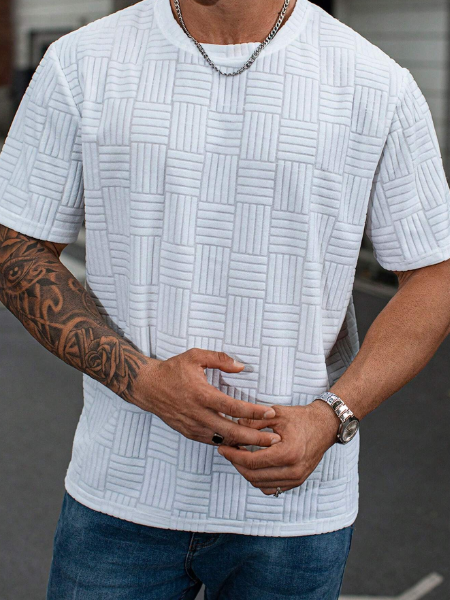 Manfinity Homme Men's Plus Size Solid Crew Neck Short Sleeve Casual T-Shirt