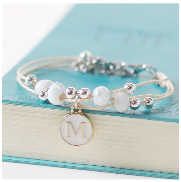 Ceramic beads 26 initials elastic beaded bracelet fashion men and women leisure bracelet lovers bracelet M