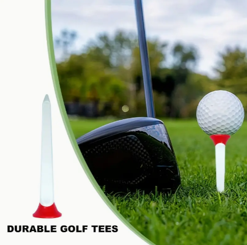 8pcs Durable And Stable Golf Tees With Plastic Box, Red Colored Plastic Golf Tees For More Distance & Consistent Yards