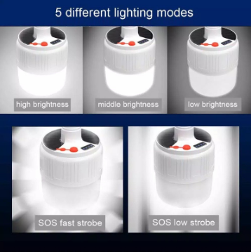 Solar Recharged LED Camping Light Outdoor Lighting Emergency Lamp For Hiking Tent Lamp(45W)