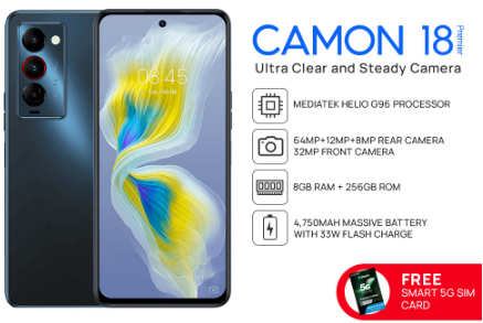 Tecno Camon 18 Premier Smartphone | 8GB RAM + 256GB ROM