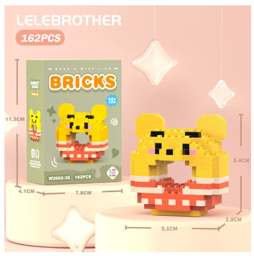 Lboyu Cute Cartoon Donut Building Block Ornaments Compatible with Lego Children's Toys M26