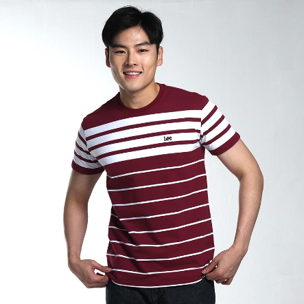 Lee Striped T-Shirt for Men in Tibetan Red